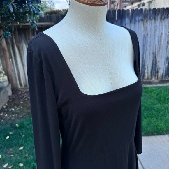 Lulus Smooth Talker Black Three-Quarter Sleeve Midi Dress Size Large - Picture 2 of 10